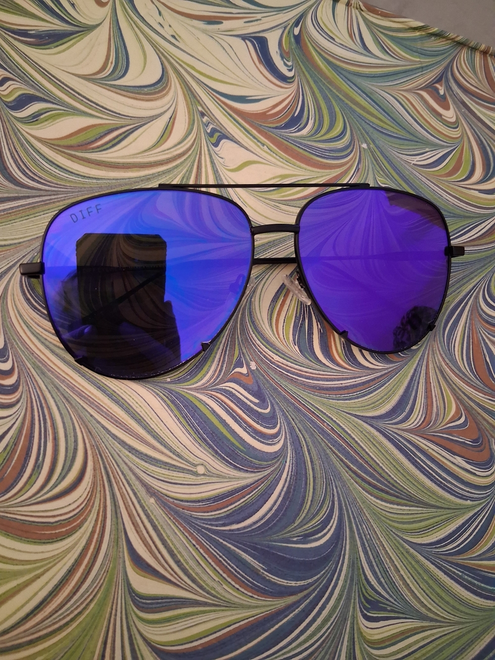 Diff Eyewear Blue Purple Mirrored Aviator Sunglasses